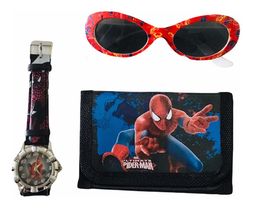 Set De Reloj, Billetera Y Lentes Spiderman Para Niños