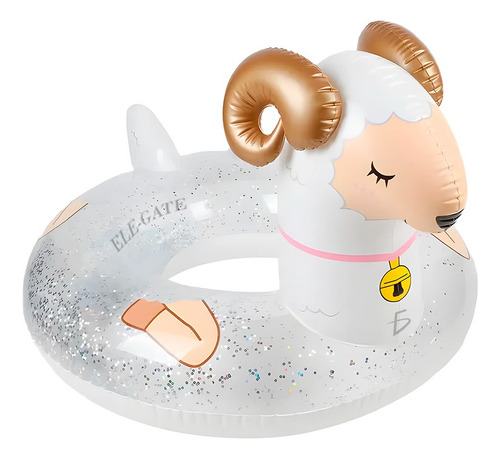 Inflable Dona Acuática Forma Oveja Cuerno Dorado Pool Party Color Blanco
