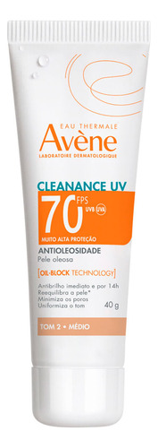 Avène Cleanance Uv Fps70 Tom 2 Médio Protetor Solar Facial 40g
