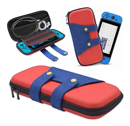 Estuche Para Nintendo Switch Rígido Eva Mario Rojo/azul