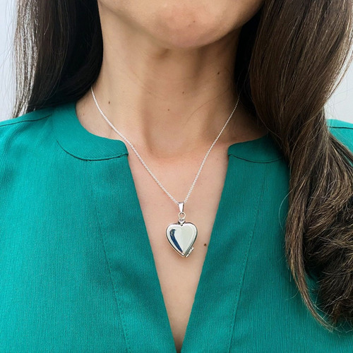 Dije Relicario Corazón Liso De Plata Ley .925 Mamá Agálea