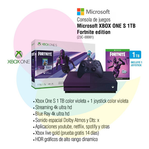 Microsoft Xbox One S Fortnite Edition 1 Tb 23c-00081 Cuo