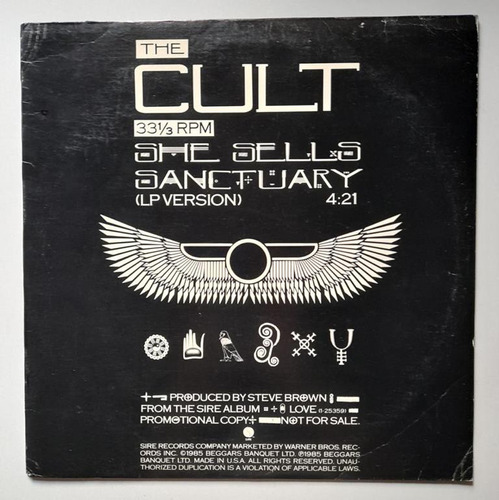 The Cult She Sells Sanctuar 12  Vinilo Usa 85 Cx