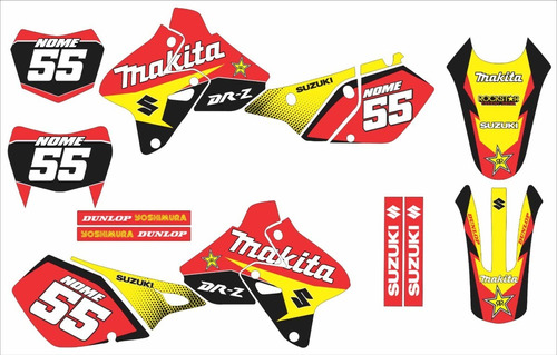 Kit Adesivo Moto Cross Trilha Drz 400 0,20mm Makita Lm034