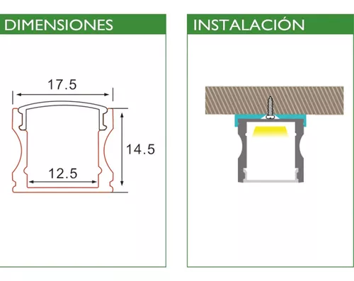 Pack 15 Perfil Aluminio Para Empotrar/sobreponer Tira Led 2m