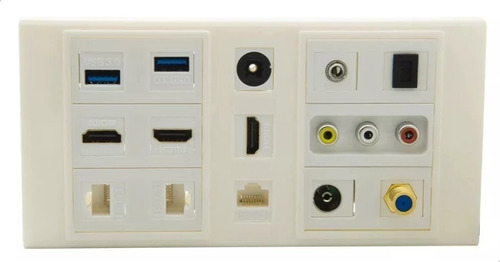 Bastidor Tapa Pared Hdmi Usb Cat6 Rj45 Rca Y Mas 172x83mm