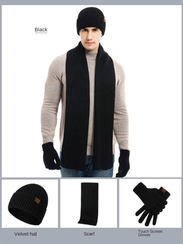 Conjunto Unisex De Tres Piezas De Gorro, Bufanda Y W