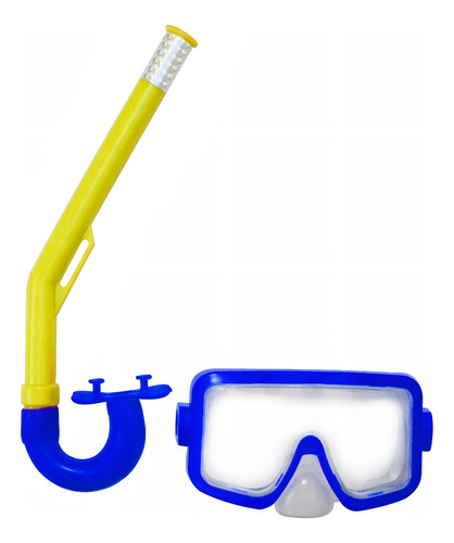 Set De Snorkel Kit Buceo Y Mascara Ajustable Infantil Pileta Color Azul