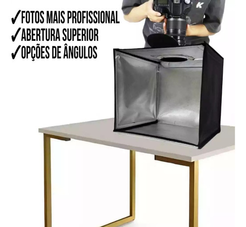 Estúdio Fotográfico Portátil Box 40x40cm Com Luz De Led