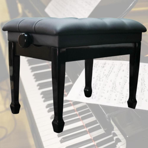 Banco de piano y teclado con acabado capitone negro