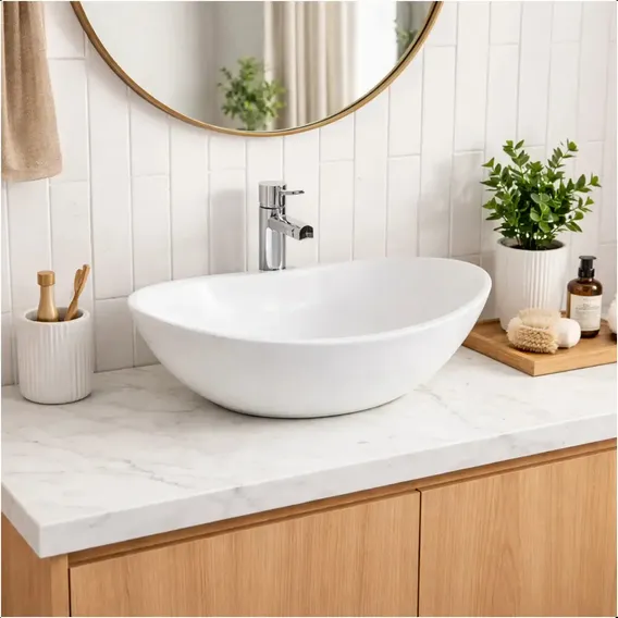 Cuba Oval Para Banheiro De Apoio 100% Louça Canoa 41x33cm Branco Brilhante