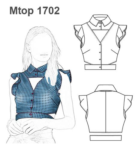 Molde De Crop Top Cuello Camisero