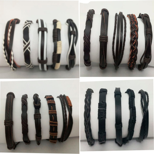 Pulseras Set 5 En 1 Brazalete Cuero Diseños Unisex