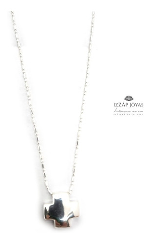 Collar De Cadena Y Cruz Pasante - Plata 925