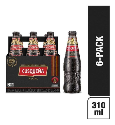 Pack X 6un. Cerveza Cusqueña Negra Botella 310ml