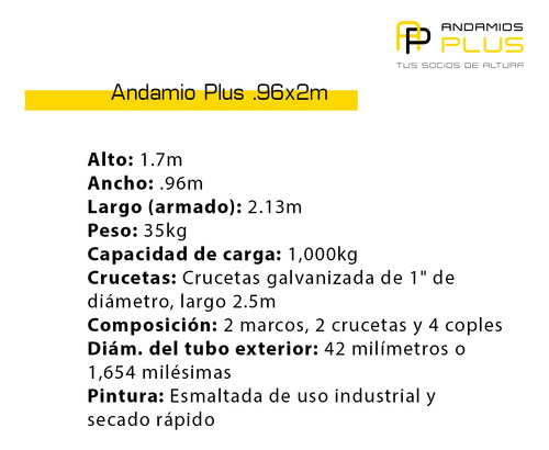 Andamio Plus Banquetero .96x1.70 Tubular Acero Resistente