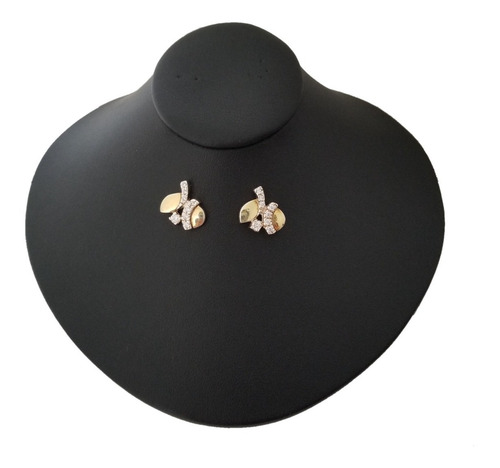 Aretes Para Mujer Circonita Lámina Oro 18k Joya En Plata