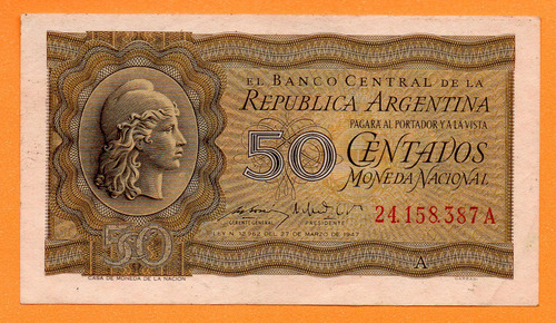 Billete 50 Centavos Moneda Nacional, Bottero 1901, Año 1950 
