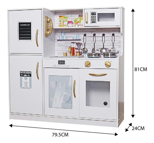 Juego De Cocina De Madera Con Luces, Niños Simulan Cocina, L