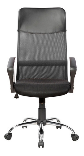 Imagen 2 de 4 de Silla Oficina Negra Con Tapizado De Cuero Sintético Y Mesh