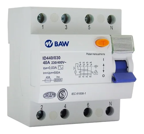 Interruptor Disyuntor Diferencial Tetrapolar 4x40a 30ma Baw