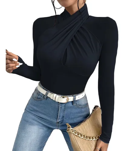Blusa negra cruzada hot sale