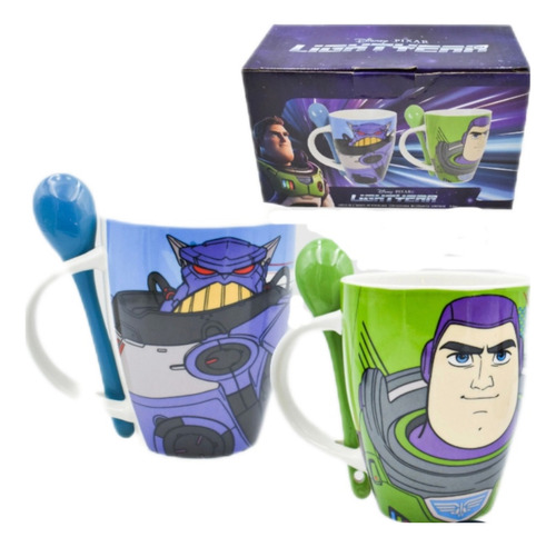 Set 2 Tazas Con Cuchara Disney, Buzz Lightyear Porcelana