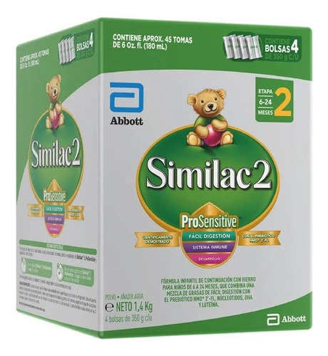 Leche de fórmula en polvo Abbott Similac 2 ProSensitive en caja de 1.4kg - 6 meses a 2 años