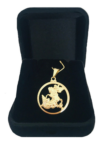 Medalha Pingente De São Jorge Guerreiro Semijoia Banho Ouro Cor Dourado