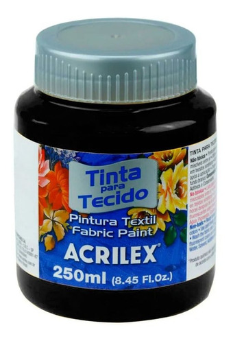 Tinta De Tecido Fosca 250ml  - Preto 520 - Acrilex