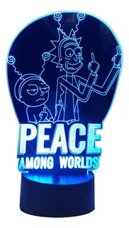 Lampara 3d Led Ricky Y Morty Peace Among 7 Colores