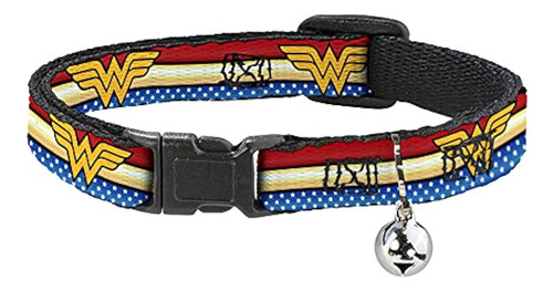 Cat Collar Breakaway Wonder Woman Logo Raya Estrellas Rojo O