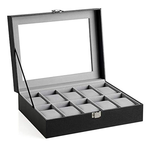 Caja De Reloj Con Tapa De Cristal 10 Ranuras