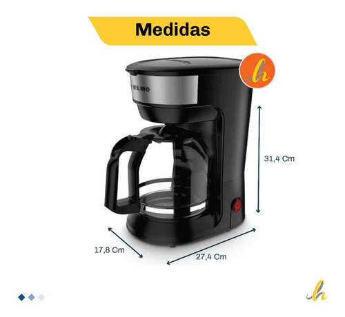 Imagen 7 de 7 de Cafetera Automática Yelmo Ca-7115 900w 1.8l Anti Goteo Lh