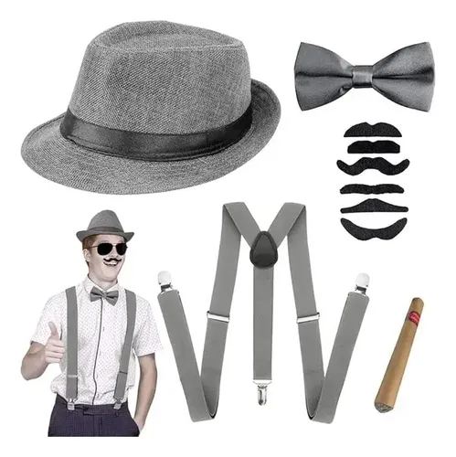 Disfraz del gran Gatsby para hombre, conjunto de accesorios de gángster Disfraz del gran Gatsby para hombre, conjunto de accesorios de gángster
