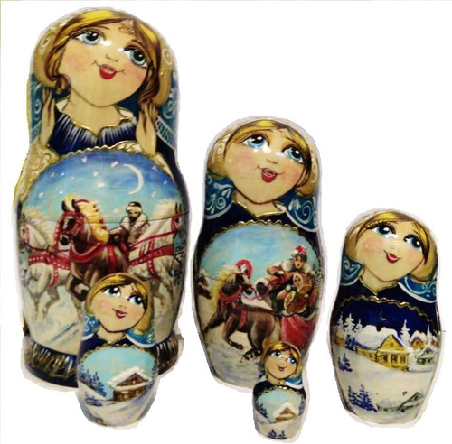 Muñecas Rusas Matrioskas Madera Decoracion Hogar 18 Cm 5 Pcs
