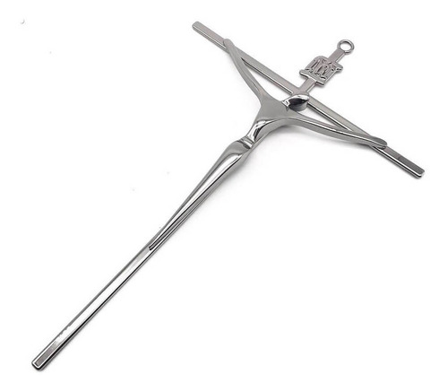 Crucifixo De Metal Prateado Parede Pequeno 19 Cm