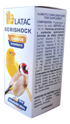 Serishock Latac 20 Ml Choque Vitamínico Solución Oral Aves