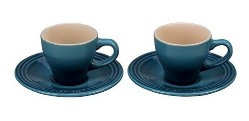 Le Creuset Gres Set De 2 Tazas Y Platillos Expresos - Marine