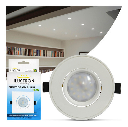 Spot Led Redondo Embutir 4w Branco Frio 6500k 480 Lúmens 110V/220V