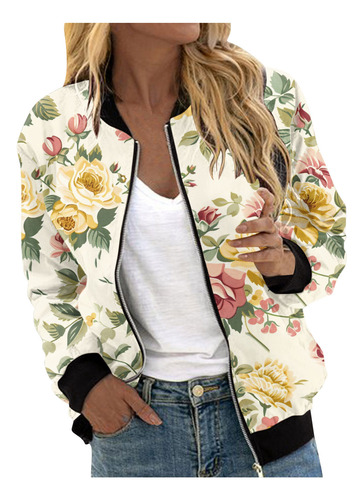 Casaco Feminino Estampado Com Zíper 573