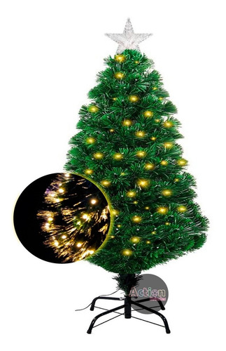 Imagem 1 de 4 de Árvore De Natal Fibra Ótica Cachoeira Led Amarelo 1,50cm
