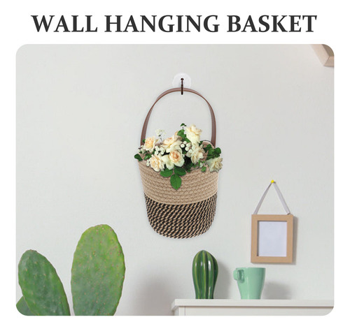 Cesta Colgante De Pared Tejida Con Cuerda De Algodón, Con He