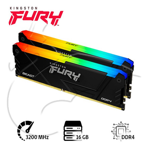 Memoria Ram Fury Rgb 16gb Ddr4 3200 Mhz Cl 16 / 1.35v