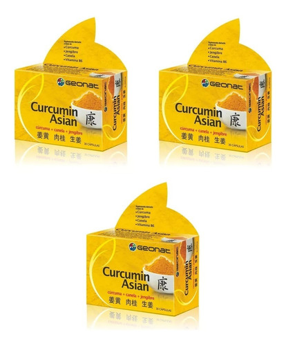 Curcuma En Capsulas + Jengibre Geonat Antioxidante X3 Cajas