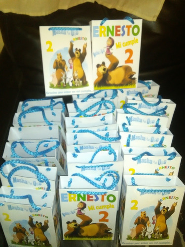 Imagen 4 de 5 de 12 Bolsitas Para Sorpresitas De Masha Y El Oso 17x13x4
