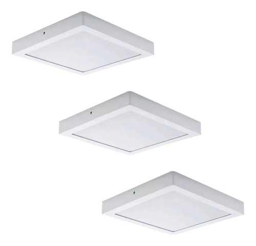 Pack X3 Foco Led Panel 15cm 12w Sobrepuesto Cuadrado