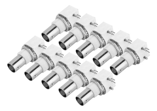 Conector Bnc De Placa, 10 Piezas, Blanco De 90 Grados, Monta