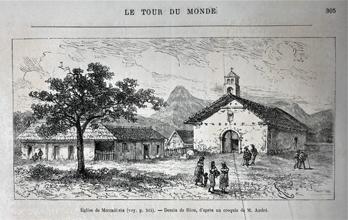 Grabado Iglesia De Mercaderes Cauca Siglo 19