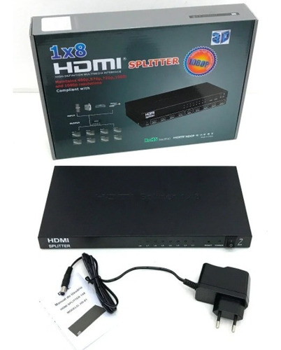 Divisor Hdmi 8 Saídas Splitter 1x8 Ver.1.4 3d 1080p